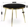 Masă de dining din sticlă 100 cm, culoare negru/auriu TINGA