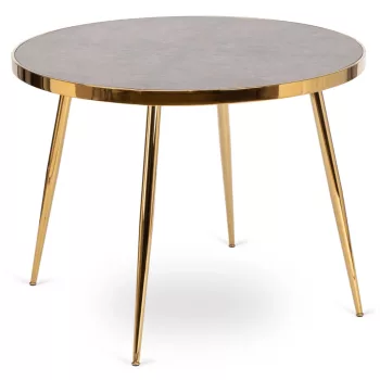   Masă dining din sticlă 100 cm, culoare marmură gri/auriu TINGA