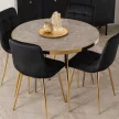 Masă dining din sticlă 100 cm, culoare marmură gri/auriu TINGA