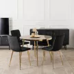 Masă dining din sticlă 100 cm, culoare marmură gri/auriu TINGA