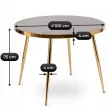 Masă dining din sticlă 100 cm, culoare marmură gri/auriu TINGA