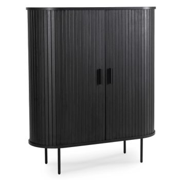 Comodă 100 cm, două uși glisante, culoare negru TRISH