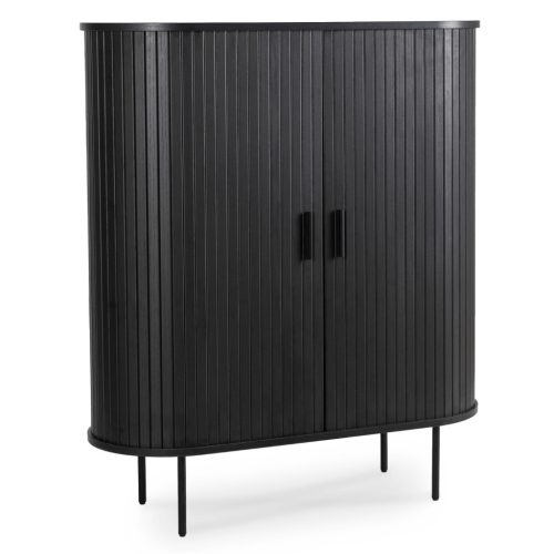 Comodă 100 cm, două uși glisante, culoare negru TRISH