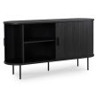 Comodă 140 cm, două uși glisante, culoare negru TRISH