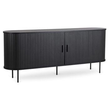 Comodă 180 cm, două uși glisante, culoare negru TRISH