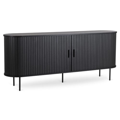 Comodă 180 cm, două uși glisante, culoare negru TRISH