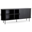 Comodă 180 cm, două uși glisante, culoare negru TRISH