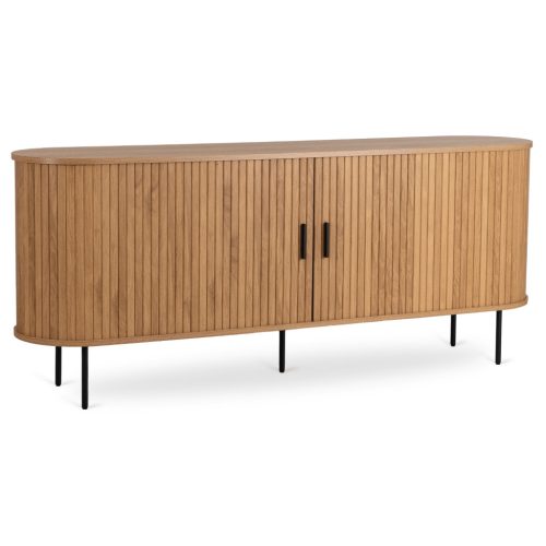 Comodă TRISH 180 cm cu uși glisante, culoare stejar