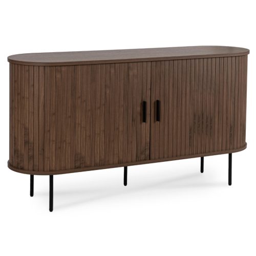 Comodă TRISH 140 cm cu uși glisante, culoare nuc