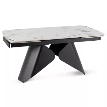   Masă ceramică extensibilă 160–240 cm, alb marmură/negru VERONA