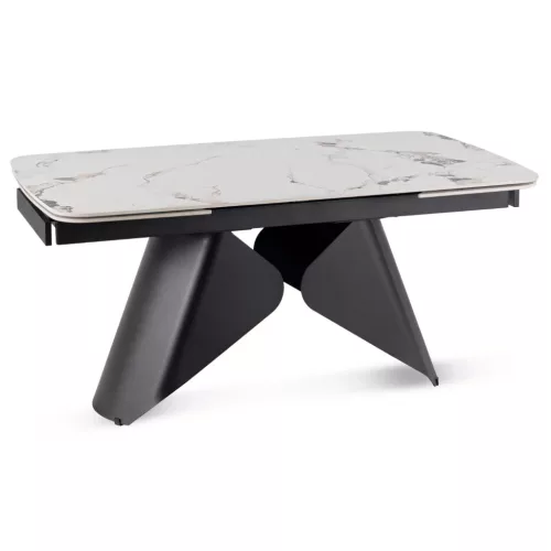 Masă ceramică extensibilă 160–240 cm, alb marmură/negru VERONA