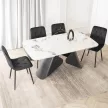 Masă ceramică extensibilă 160–240 cm, alb marmură/negru VERONA