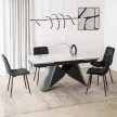 Masă ceramică extensibilă 160–240 cm, alb marmură/negru VERONA