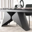 Masă ceramică extensibilă 160–240 cm, alb marmură/negru VERONA