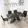 Masă ceramică extensibilă 160–240 cm, negru marmură/negru VERONA