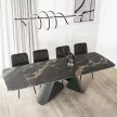 Masă ceramică extensibilă 160–240 cm, negru marmură/negru VERONA