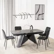 Masă ceramică extensibilă 160–240 cm, negru marmură/negru VERONA