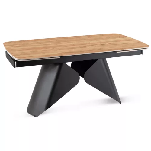Masă ceramică extensibilă 160–240 cm, stejar/negru VERONA