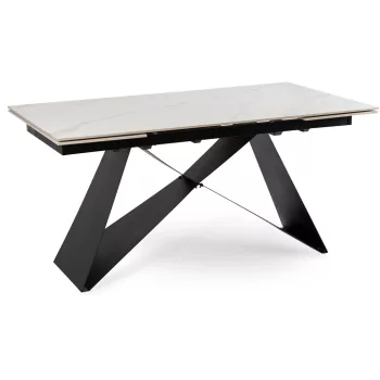   Masă extensibilă ceramică 160–240 cm, culoare marmură albă/negru VICTOR