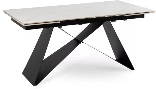 Masă extensibilă ceramică 160–240 cm, culoare marmură albă/negru VICTOR