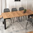 Masă de dining extensibilă în culorile stejar/negru. BEN 80–200 cm