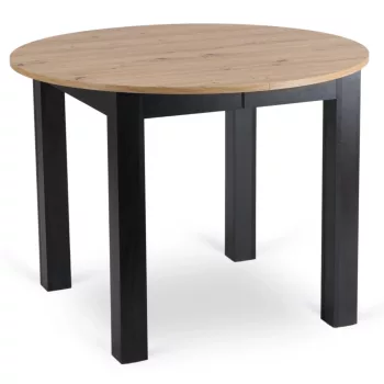 Masă de dining stejar Artisan/negru, HARRY 102–142 cm