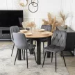 Masă de dining stejar Artisan/negru, HARRY 102–142 cm