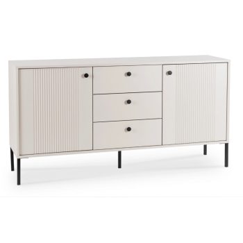   Comodă SOFT 154 cm, cașmir, canelată, două uși, cu sertare