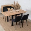 Masă de dining extensibilă în culorile stejar artizanal/negru. MAX 80–160 cm
