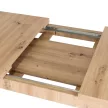 Masă de dining extensibilă în culoarea stejar Artisan. SKUBI 120–160 cm