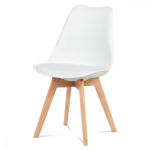 Scaun  Monza modern scandinav cu perna scaunului din piele textilă, Picioare din lemn de fag 