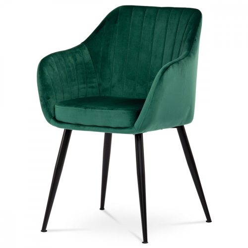 Fotoliu modern din catifea / Scaun de Culoare verde smarald Picioare metalice Pika