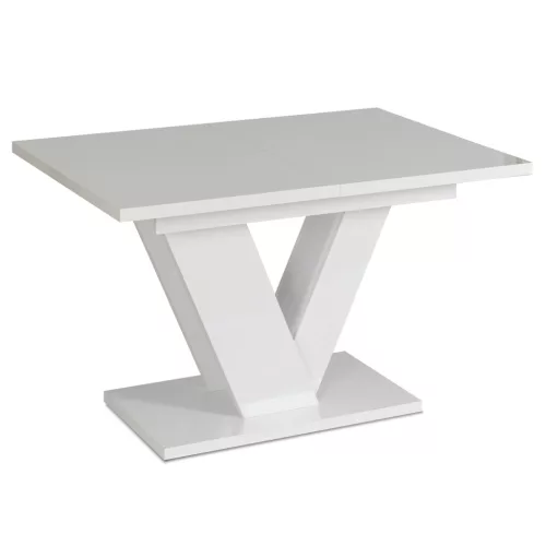 Masă extensibilă CLARK 120–160 cm alb lucios pentru dining