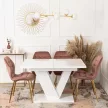 Masă extensibilă CLARK 120–160 cm alb lucios pentru dining
