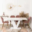 Masă extensibilă CLARK 120–160 cm alb lucios pentru dining