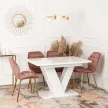 Masă extensibilă CLARK 120–160 cm alb lucios pentru dining