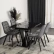 Masă extensibilă de dining 120–160 cm, finisaj negru lucios CLARK