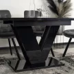 Masă extensibilă de dining 120–160 cm, finisaj negru lucios CLARK