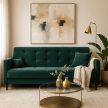 Canapea rabatabilă culoare verde, tapițerie catifea TIVOLI