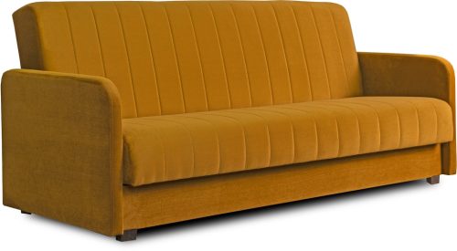 Canapea rabatabilă culoare muștar, tapițerie catifea PORTO