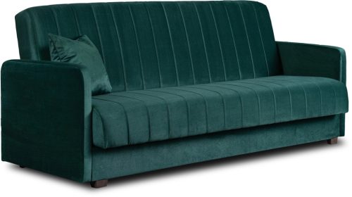 Canapea rabatabilă culoare verde, tapițerie catifea PORTO