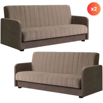 Set 2 buc., canapea extensibilă culoare bej PORTO