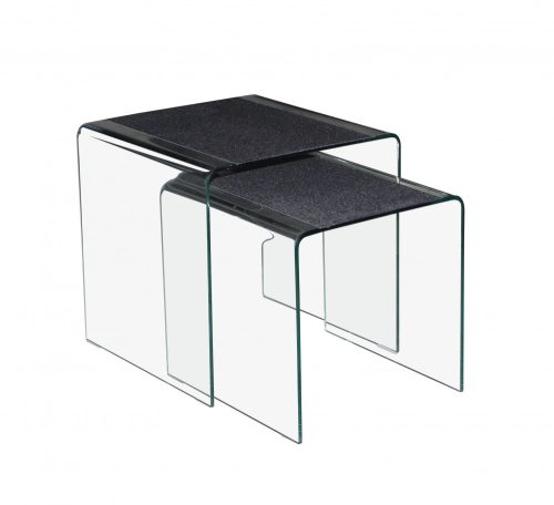2 Piece Standing Smoking Table -  Masă Pentru Fumat,curbat, sticlă călită, top vopsit în ciment. Dimensiune: 45X33X50 Cm Solaris 