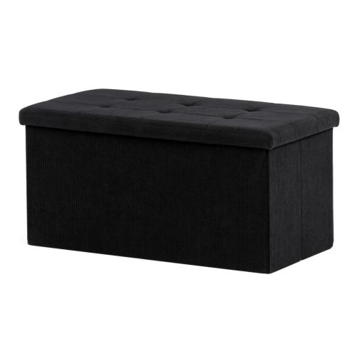 Taburet cu depozitare, tapițerie din catifea negru. TAB-472