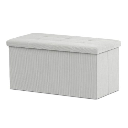 Taburet cu Spațiu de Depozitare,  Catifea Culoare Crem . TAB-472