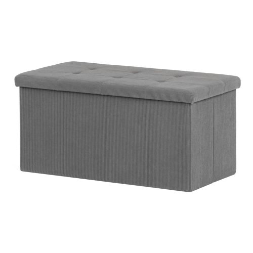 Taburet cu Spațiu de Depozitare,  Catifea Culoare Gri. TAB-472