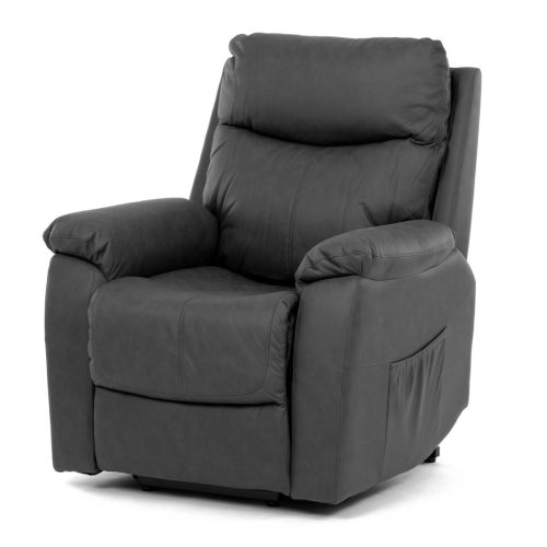 Fotoliu TV si Relax, electric, 3 motoare, stofa gri cu decor piele periata TV-5874