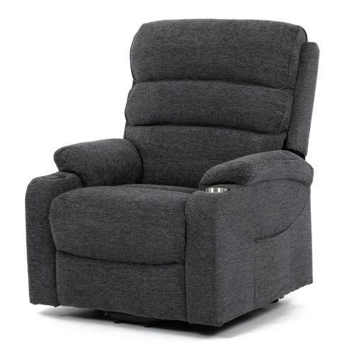 Fotoliu de relaxare electric și TV, 1 motor, tapițerie gri, încărcare wireless pentru telefoane mobile