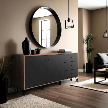 Comodă BACARDI 183 cm stejar craft tobacco și grafit