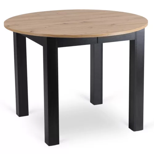 Masă extensibilă de dining 102–142 cm, culoare stejar artisan/negru HARRY